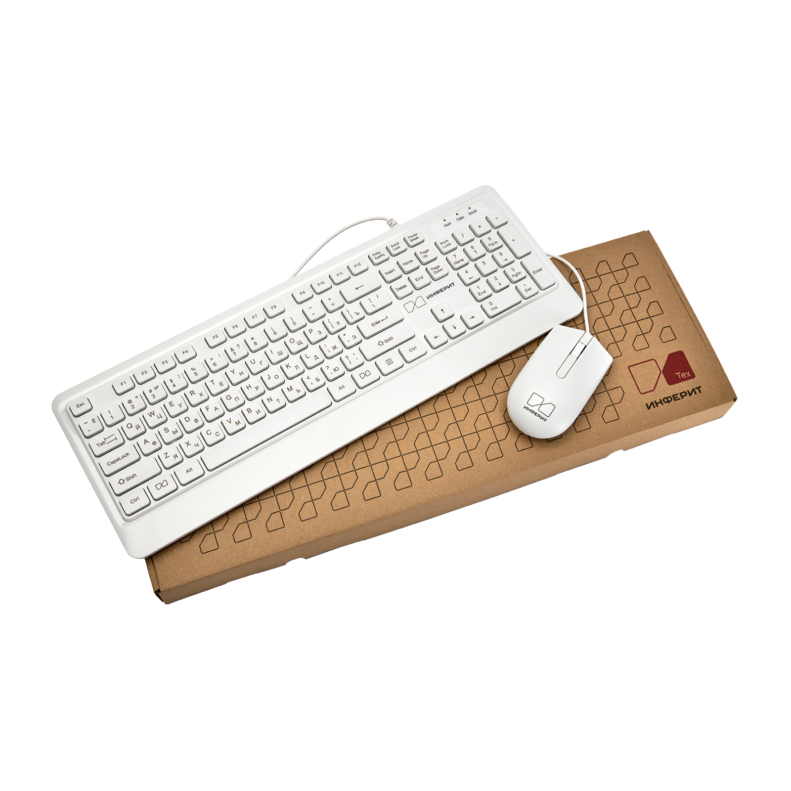 Клавиатура и мышь Инферит (проводной) white